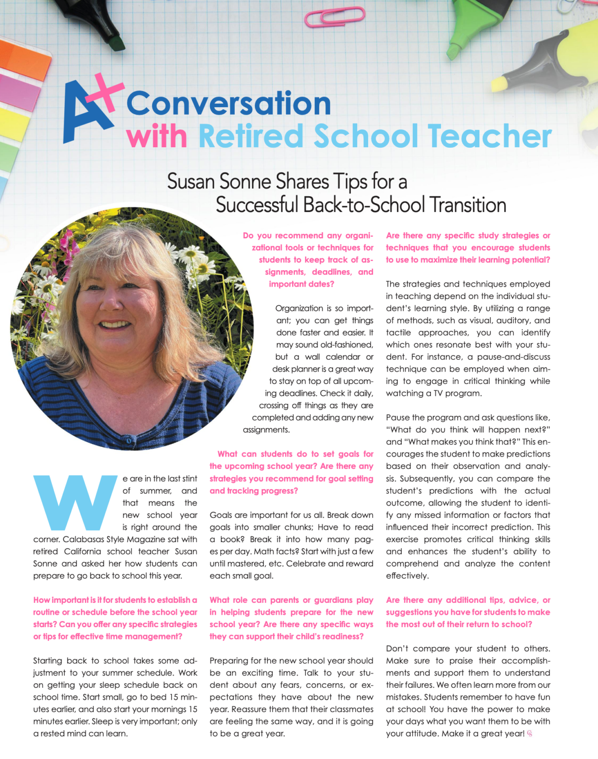 A+ Conversation With Retired School Teacher Calabasas Style